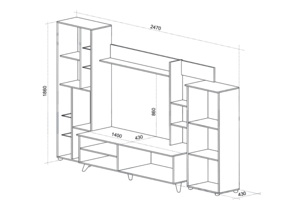 Σύνθετο Σαλονιού Capri, 247x43x186, Genomax - Image 2