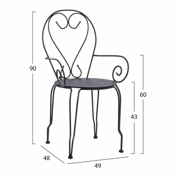 ΚΑΡΕΚΛΑ ΠΟΛΥΘΡΟΝΑ ΜΕΤΑΛΛΙΚΗ AMORE ΜΑΥΡΗ HM5008.11 49x48x90 εκ. - Image 2