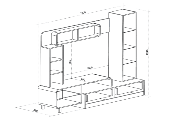 Σύνθετο Σαλονιού Karizma, 180x48x174, Genomax - Image 2