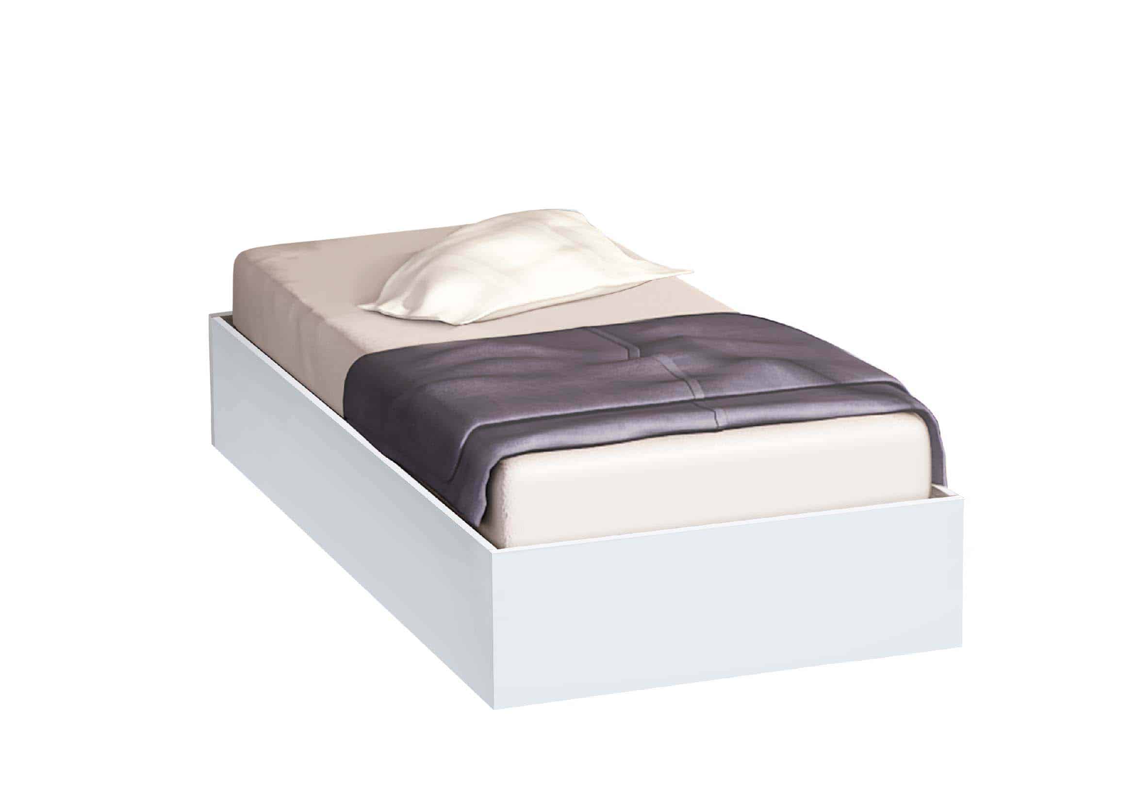 Κρεβάτι ξύλινο High Κρεβάτι ξύλινο High, Λευκό, 90/200, Genomax - Image 1