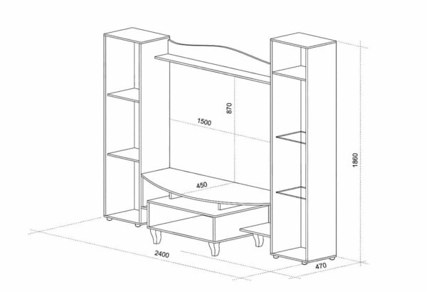 Σύνθετο Σαλονιού Lux-Smart Home, 240x47x186, Genomax - Image 3