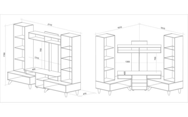 Σύνθετο Σαλονιού Nola, 211x47x178, Genomax - Image 4