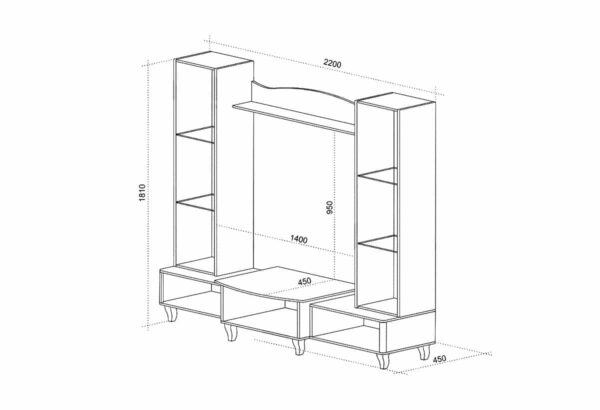 Σύνθετο Σαλονιού Shik 2, 220x45x181, Genomax - Image 2