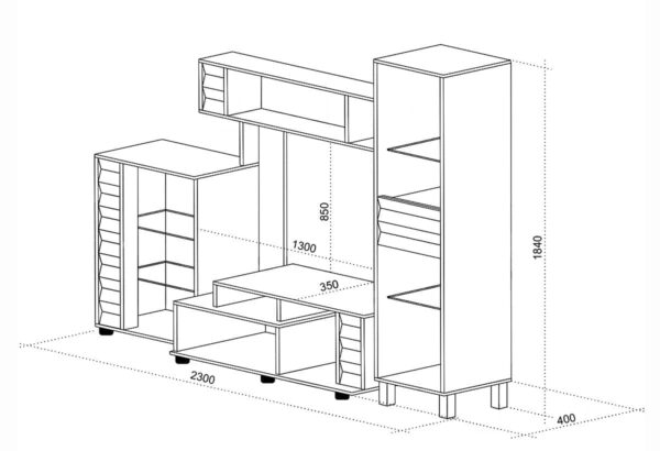 Σύνθετο Σαλονιού Zara, 230x40x184, Genomax - Image 2