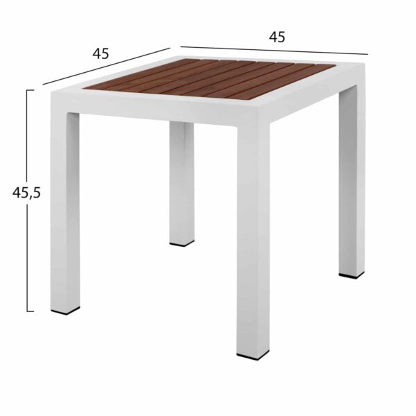 ΤΡΑΠΕΖΙ ΑΛΟΥΜΙΝΙΟΥ SABRA HM5403.01 ΛΕΥΚΟ ΜΕ POLYWOOD 45Χ45Χ45,5 εκ. - Image 2