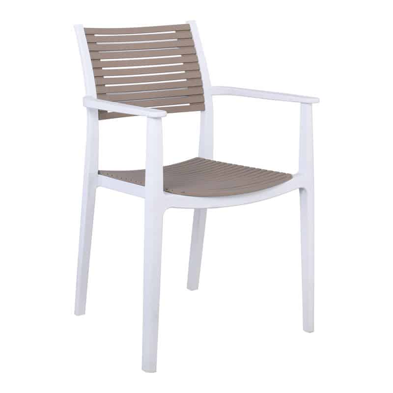 AKRON Πολυθρόνα PP-UV Άσπρο - Sand Beige AKRON Πολυθρόνα PP-UV Άσπρο - Sand Beige 60x55x85cm - Image 1