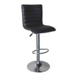 ALFI Σκαμπό BAR με Πλάτη, Βάση Χρώμιο, PU Μαύρο, Ρύθμιση Ύψους, Περιστρεφόμενο 41x50x59/94-80/115cm