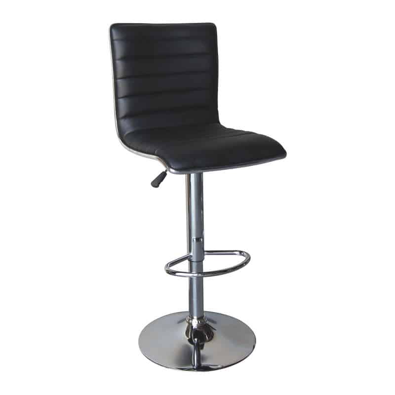 ALFI Σκαμπό BAR με Πλάτη ALFI Σκαμπό BAR με Πλάτη, Βάση Χρώμιο, PU Μαύρο, Ρύθμιση Ύψους, Περιστρεφόμενο 41x50x59/94-80/115cm - Image 1