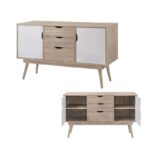 ALIDA Μπουφές Τραπεζαρίας Σαλονιού Απόχρωση Sonoma - Άσπρο 125x45x77cm