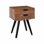 ANKO Κομοδίνο Μέταλλο Βαφή Μαύρο, Ξύλο Ακακία Φυσικό 47x35x65cm