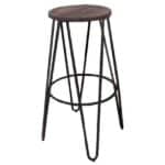 ARCO Wood Σκαμπό Bar, Μέταλλο Βαφή Antique Black, Ξύλο Απόχρωση Dark Oak Φ52cm H.76cm ( Κάθισμα Φ33cm)