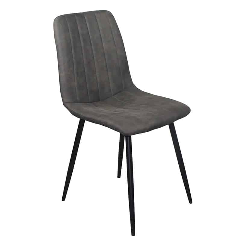 ARIA Καρέκλα Τραπεζαρίας - Κουζίνας ARIA Καρέκλα Τραπεζαρίας - Κουζίνας, Μέταλλo Bαφή Μαύρο, Ύφασμα Suede Ανθρακί 44x55x86cm - Image 1