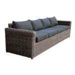 ARIZONA 4Θέσιος Καναπές Κήπου ALU, 4mm Half-Round Wicker Grey Brown, Μαξιλάρια Ανθρακί 252x77x73cm
