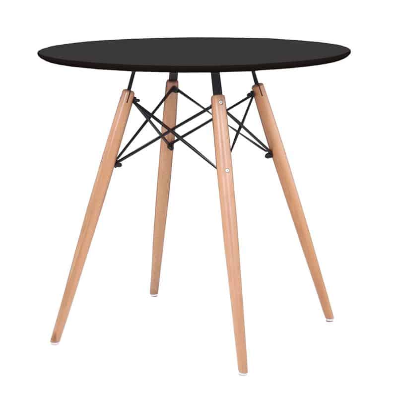 ART Wood Τραπέζι ART Wood Τραπέζι, Πόδια Οξιά Φυσικό, Επιφάνεια MDF Μαύρο Φ80cm H.74cm - Image 1