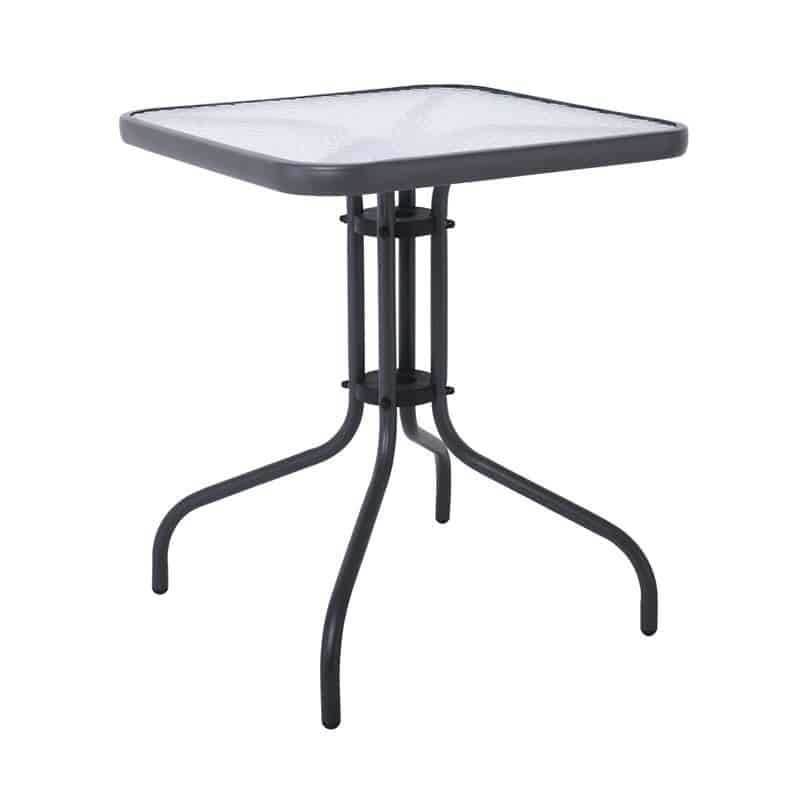 BALENO Τραπέζι Κήπου - Βεράντας BALENO Τραπέζι Κήπου - Βεράντας, Μέταλλο Βαφή Ανθρακί, Επιφάνεια Γυαλί 60x60x70cm - Image 1