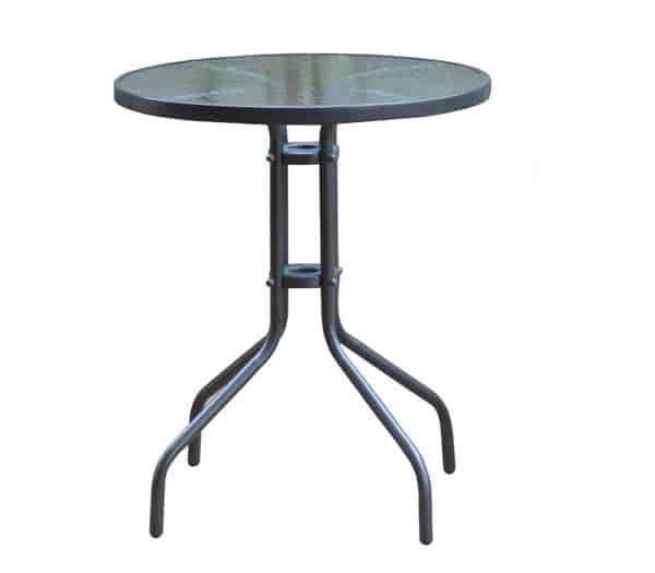 BALENO Τραπέζι Κήπου - Βεράντας BALENO Τραπέζι Κήπου - Βεράντας, Μέταλλο Βαφή Ανθρακί, Γυαλί Tempered Φ60x70cm - Image 1