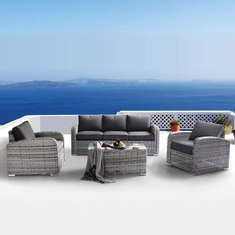 BELMAR Living Set Σαλόνι Κήπου ALU:3Θέσ+2 Πολυθρόνες+Τραπέζι Wicker GreyWhite BELMAR Living Set Σαλόνι Κήπου ALU:3Θέσ+2 Πολυθρόνες+Τραπέζι Wicker GreyWhite, Μαξ.Γκρι Σκ. 100x50x45-192x85x73-80x85x73cm - Image 1