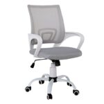 BF2101-S Πολυθρόνα-Pro Γραφείου με Ανάκλιση, Βάση Μέταλλο Βαφή Άσπρο, Γκρι Mesh 57x53x86/96cm