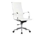 BF3300 Πολυθρόνα Γραφείου Διευθυντή, Μέταλλο Βάση Χρώμιο PU Άσπρο 55x64x108/118cm