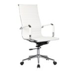 BF3300 Πολυθρόνα Γραφείου Διευθυντή, Μέταλλο Βάση Χρώμιο PU Άσπρο 55x64x108/118cm