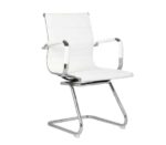 BF3300V Πολυθρόνα Γραφείου Επισκέπτη, Μέταλλο Βάση Χρώμιο PU Άσπρο 55x60x91cm