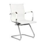 BF3300V Πολυθρόνα Γραφείου Επισκέπτη, Μέταλλο Βάση Χρώμιο PU Άσπρο 55x60x91cm
