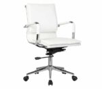 BF3601 Πολυθρόνα Γραφείου Μέταλλο Βάση Χρώμιο - PU Άσπρο 55x63x95/105cm