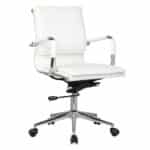 BF3601 Πολυθρόνα Γραφείου Μέταλλο Βάση Χρώμιο - PU Άσπρο 55x63x95/105cm