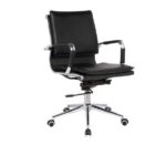 BF3601 Πολυθρόνα Γραφείου Μέταλλο Βάση Χρώμιο - PU Μαύρο 55x63x95/105cm