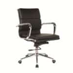 BF4801 Πολυθρόνα Γραφείου Μέταλλο Χρώμιο, PU Μαύρο 55x63x95/105cm