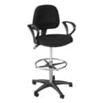 BF501 Σκαμπό Reception - Ταμείου με Πλάτη και Μπράτσα, Ύφασμα Μαύρο 62x60x100/122cm