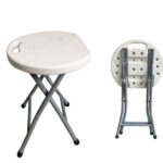 BLOW Σκαμπό Βοηθητικό - Πτυσσόμενο, Μέταλλο Βαφή Γκρι, HDPE Άσπρο 33x30x45cm