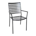 CASTELLO Πολυθρόνα Μέταλλο Mesh Βαφή Μαύρο, Στοιβαζόμενη 57x62x89cm