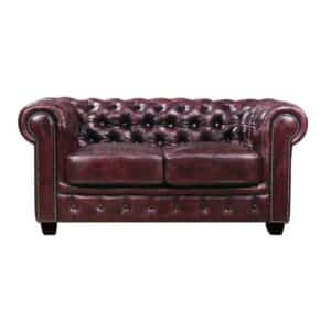 CHESTERFIELD Birmingham Καναπές 2Θέσιος Σαλονιού Καθιστικού, Δέρμα Antique Red 155x91x74cm