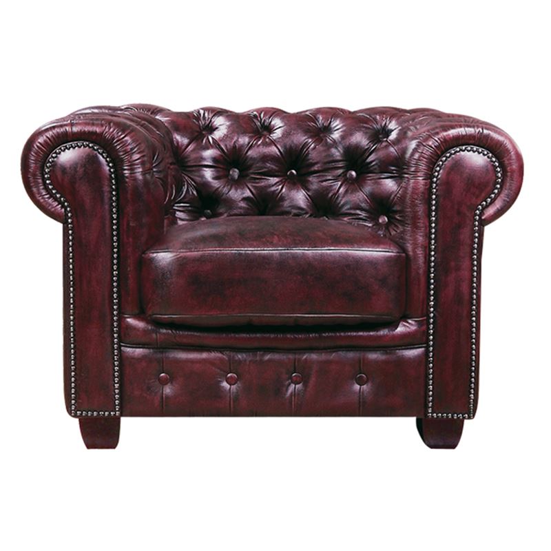 CHESTERFIELD Birmingham Πολυθρόνα Σαλονιού Καθιστικού CHESTERFIELD Birmingham Πολυθρόνα Σαλονιού Καθιστικού, Δέρμα Antique Red 103x92x72cm - Image 1