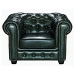 CHESTERFIELD Birmingham Πολυθρόνα Σαλονιού Καθιστικού,Δέρμα Antique Green 103x92x72cm