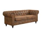 CHESTERFIELD York Kαναπές 3Θέσιος Σαλονιού - Καθιστικού, Ύφασμα Απόχρωση Καφέ Camel 190x82x77cm