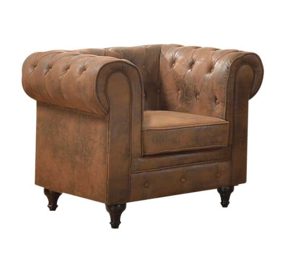 CHESTERFIELD York Πολυθρόνα Σαλονιού - Καθιστικού CHESTERFIELD York Πολυθρόνα Σαλονιού - Καθιστικού, Ύφασμα Απόχρωση Καφέ Camel 110x82x77cm - Image 1