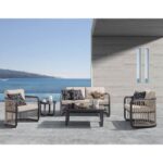CITY Living Set Σαλόνι Καθιστικό Κήπου - Βεράντας Alu Ανθρακί - Μπεζ Τραπ+2θέσιο+2 Πολυθρ+Βοηθ.τραπ