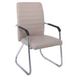 COLLET Πολυθρόνα Γραφείου Επισκέπτη Μέταλλο Χρώμιο, Pu Cappuccino 54x60x96cm