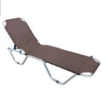 CRETA Ξαπλώστρα Αλουμινίου Textilene Cappuccino Στοιβαζόμενη 60x197x30cm Προφίλ 25x25x1,5mm