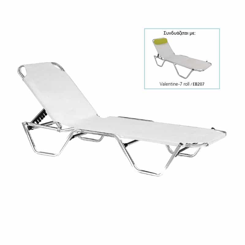 CRETA Ξαπλώστρα Αλουμινίου Textilene Άσπρο CRETA Ξαπλώστρα Αλουμινίου Textilene Άσπρο, Στοιβαζόμενη 60x197x30cm Προφίλ 25x25x1,5mm - Image 1