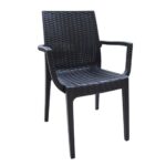 DAFNE Πολυθρόνα Τραπεζαρίας Κήπου Στοιβαζόμενη, PP Rattan Look UV Protection, Ανθρακί 54x55x85cm