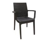 DAFNE Πολυθρόνα Τραπεζαρίας Κήπου Στοιβαζόμενη, PP Rattan Look UV Protection, Καφέ 54x55x85cm