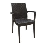 DAFNE Πολυθρόνα Τραπεζαρίας Κήπου Στοιβαζόμενη, PP Rattan Look UV Protection, Καφέ 54x55x85cm