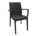 DAFNE Πολυθρόνα Τραπεζαρίας Κήπου Στοιβαζόμενη, PP Rattan Look UV Protection, Καφέ 54x55x85cm