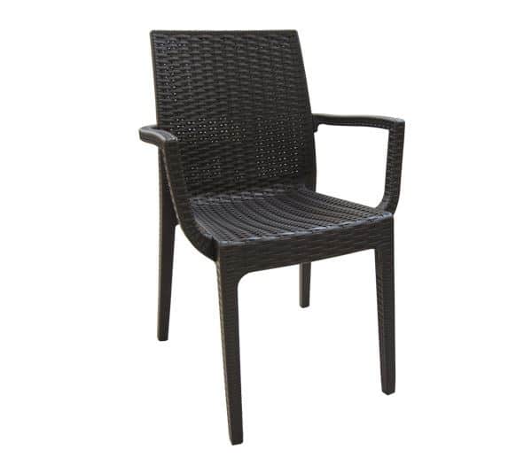 DAFNE Πολυθρόνα Τραπεζαρίας Κήπου Στοιβαζόμενη DAFNE Πολυθρόνα Τραπεζαρίας Κήπου Στοιβαζόμενη, PP Rattan Look UV Protection, Καφέ 54x55x85cm - Image 1