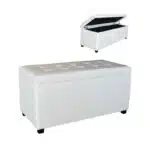 DENISE Σκαμπό με Αποθηκευτικό Χώρο - Ταμπουρέ, PU Εκρού 88x43x45cm