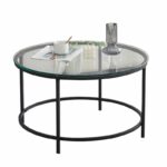 DORSET Τραπεζάκι Σαλονιού- Καθιστικού, Μέταλλο Βαφή Μαύρο, Γυαλί Clear Φ70x40cm