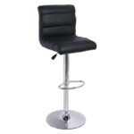 DYLAN Σκαμπό BAR με Πλάτη, Χρώμιο, Pu Μαύρο, Ρυθμιζόμενο Ύψος, Περιστρεφόμενο 40x52x63/97-84/118cm